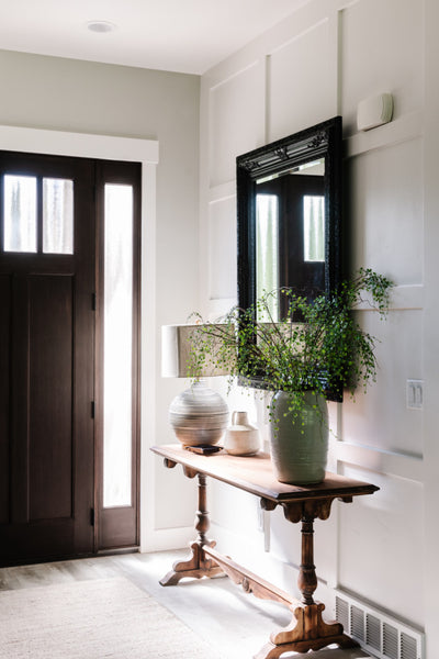 Interior design of front entryway for home in Utah’s 2020 Parade of Homes. Designed by interior designer Erica LeMaster Sargent. 