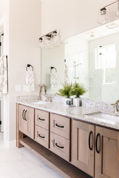 Interior design of bathroom for home in Utah’s 2020 Parade of Homes. Designed by interior designer Erica LeMaster Sargent. 