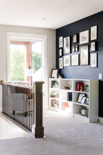 Interior design of upstairs common space for home in Utah’s 2020 Parade of Homes. Designed by interior designer Erica LeMaster Sargent. 